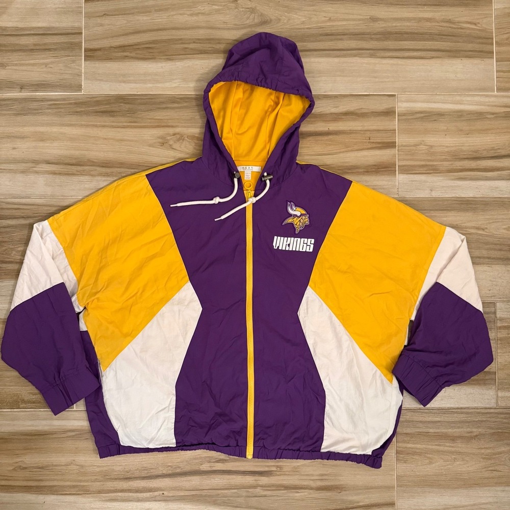 WEAR by Erin Andrews Minnesota Vikings Windbreaker Jacket Purple Gold Plus 1X